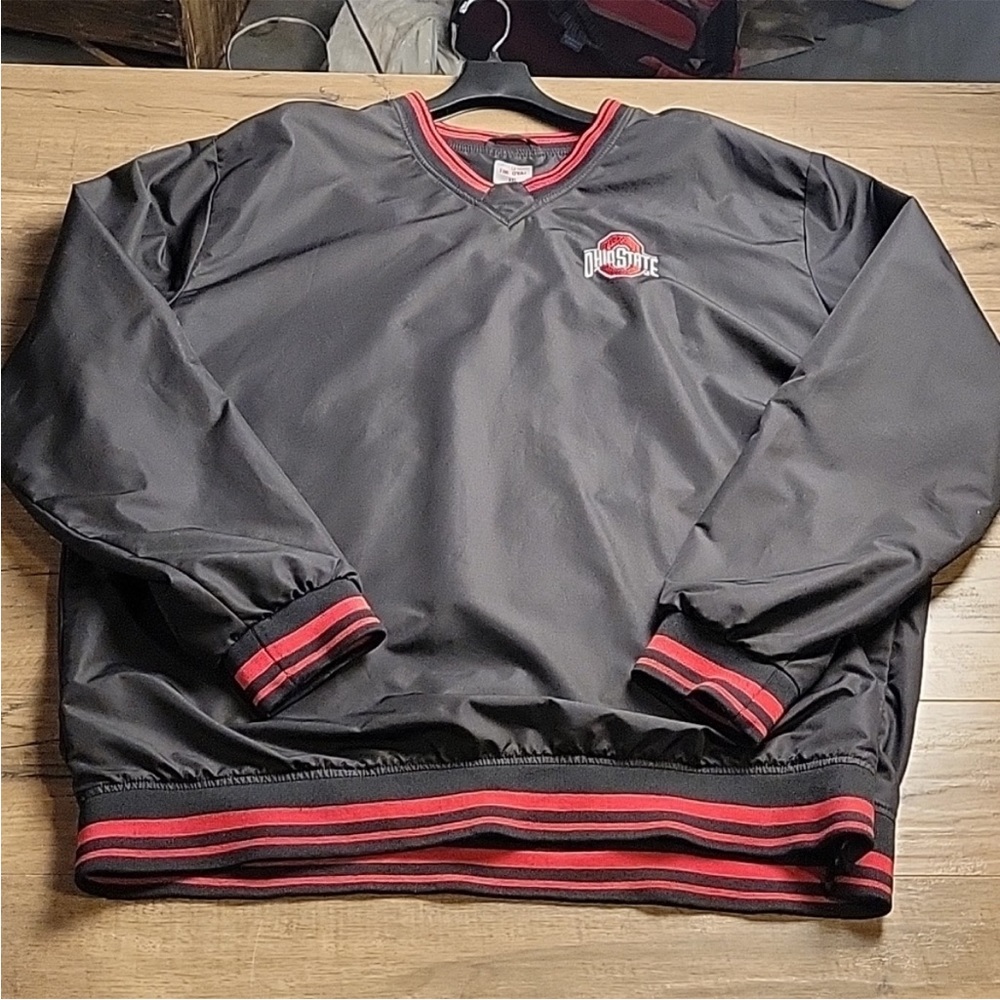 Campus Classics Ohio State Black Pullover windbreaker Shirt Size S side zippers